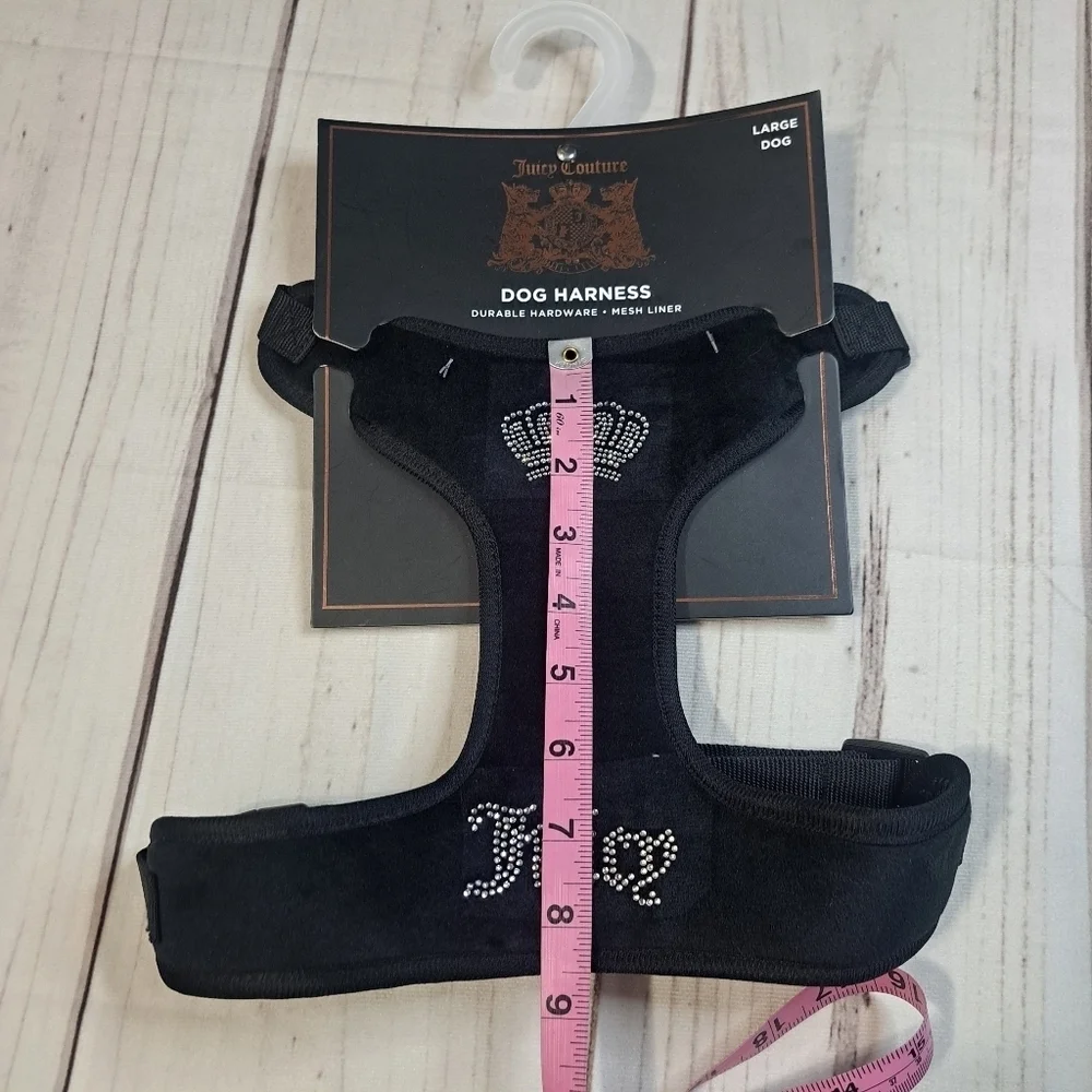 2 FOR 20 SALE Juicy Couture Velour Black Dog Harness Size Large